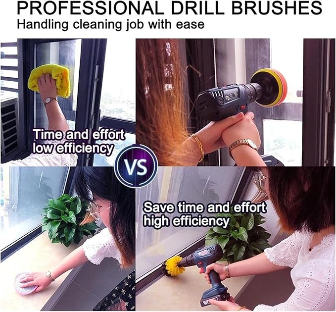 Car Care 22Pcs Electric Drill Detailing Brush Set Power Scrubber Tools Car Polisher Bathroom Cleaning Kitchen Polishing Pad Accessories for Car Polishing and Waxing