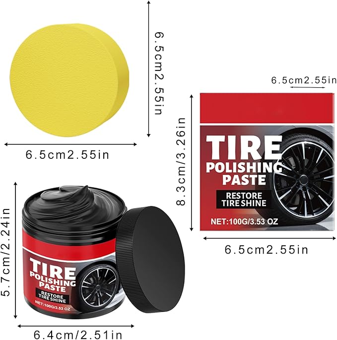2PC 100g Auto tire Polishing Paste, with Sponge ，Cleaning Polishing，Product，Car Tire Shine for Trucks Sedans RVs SUV