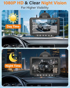 Rohent Solar Wireless Backup Camera for Trucks: 7" HD 1080P Monitor, 1-Min Easy Magnetic Install, Night Vision, Dual Antenna Boost Signal for Pickups - Designed for Long-Distance Drivers and Campers