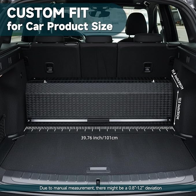 SUV Trunk Organizers and Storage with Lights, Car Storage Organizer with Lid & Sturdy Handle, Car Storage Bins for Groceries Powered by 4 AA Batteries (Batteries Not Included) (39.76inch)