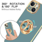 VENINGO iPhone 14 Case,Phone Cases for iPhone 14,Slim Fit Soft 360° Ring Holder Kickstand Magnetic Car Mount Supported Easy Clean Shockproof Protective Cover for Apple iPhone 14 6.1", Blue Grey/Golden