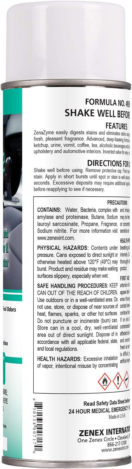 Zenex ZenaZyme Active Enzyme Carpet & Upholstery Cleaner - Professional-grade Stain Remover | Deep Foaming Formula for Carpets, Upholstery, & Interiors | Fresh Scent | 20 oz (2 Pack)