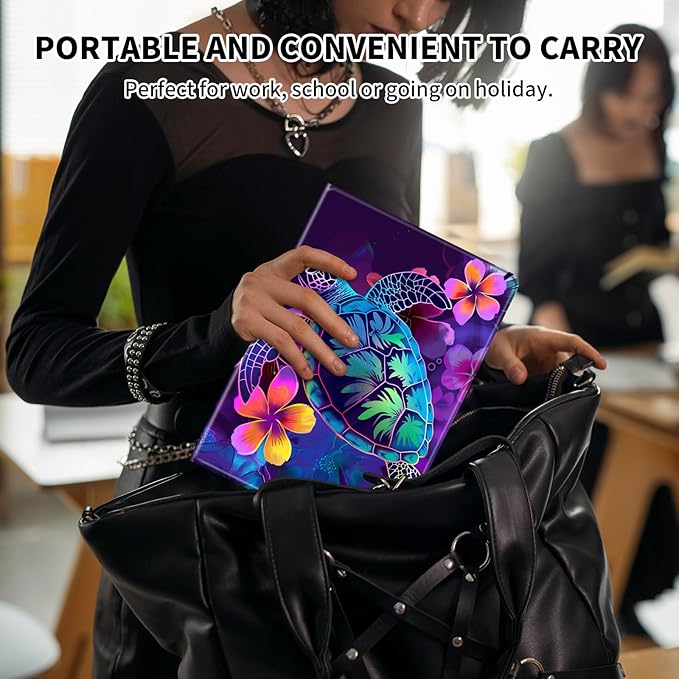 Case for 6" Kindle 11th Generation Case 2024/2022 Release,Leather Slim Folio Adjustable Stand Cover with Auto Wake/Sleep for Basic Kindle 2024/2022 11th Gen e-Reader,Glitter Sea Turtle
