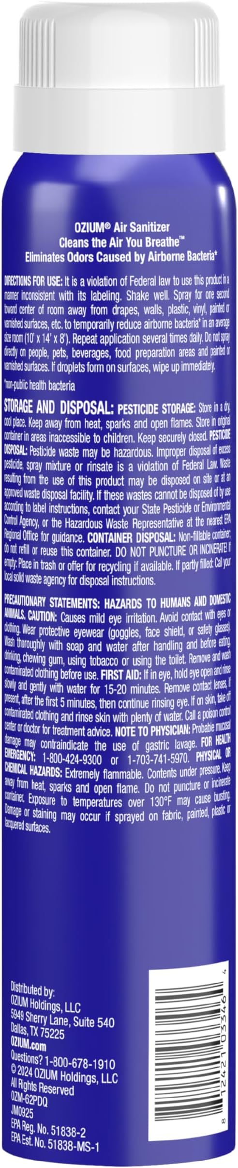 Ozium Air Sanitizer Spray - Room Odor Eliminator for Home, Car, and Office - Citrus Air Cleaner - 3.5 oz - 2 Pack