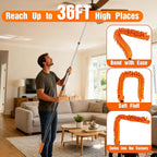 SISUPASSIE 36FT Reach High Ceiling Duster Kit, Window Cleaning kit with 7-30FT Extension Pole, Fan Duster for Ceiling Fan Blades, Microfiber Feather Duster, Rotatable Window Squeegee and Cobweb Duster