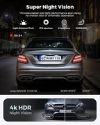 Dash Cam Front and Rear: 4K+1080P FHD Dual Dash Camera for Cars with Night Vision, 2 Channel HDR Dash Camera, 24H Parking Mode Car Camera, Built-in GPS, WiFi 6, Free 64GB Card