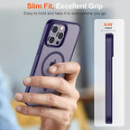SUPFINE Magnetic for iPhone 14 Pro Case (Compatible with MagSafe) (Military Grade Drop Protection) Translucent Matte Shockproof Phone Case, Dark Purple