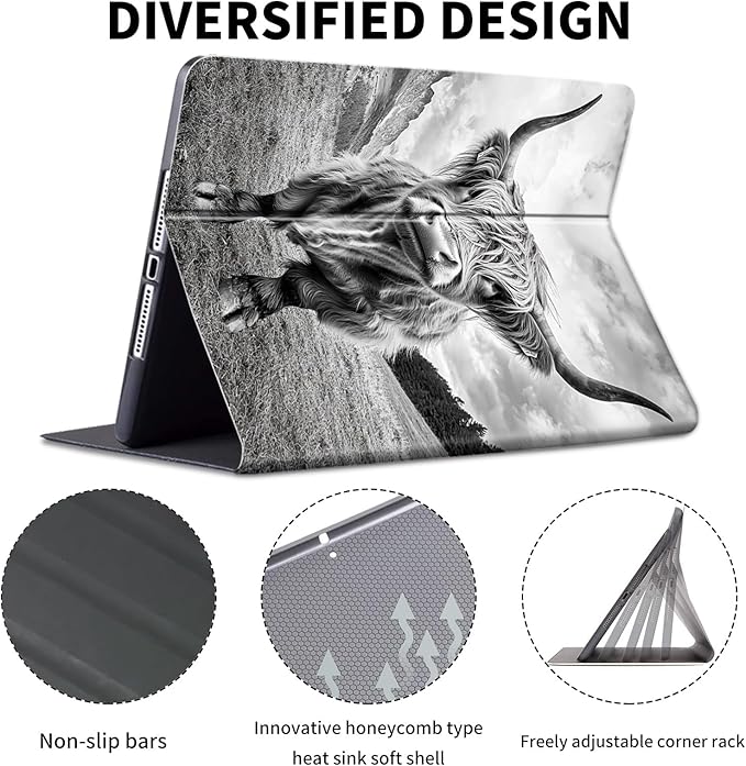 for Kindle Paperwhite Case,6" Kindle Paperwhite 4 10th Generation Case 2018 & Kindle Paperwhite Signature Edition,Leather Slim Adjustable Stand Cover Auto Wake/Sleep,Black Cute Cow