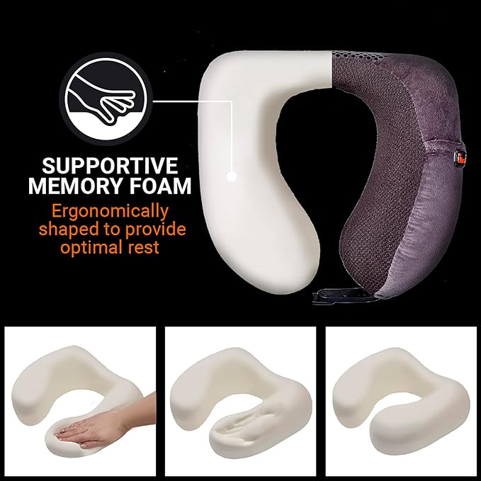 Ultimate 3.0 Travel Pillow, Deluxe Memory Foam Neck Pillow for Uninterrupted Rest, Ideal for Everyday Commute, Airplane, Car, and More, Travel Essentials, Made in USA, Dark Gray