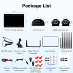 3-Camera Wireless RV Backup System, 7" 1080P Touch Screen with 1 Rear Camera for Furrion Pre-Wired Plug and 2 Side Cameras, IP69 Waterproof, IR Night Vision Camera for RV Trailer, WF703