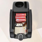 AULPHIKE Compatible with Nissan Note Armrest E-Power Car Center Console Organizer Armrests Double Door Storage with USB Ports（Black Style）