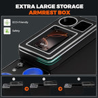 Center Console Between Seat Organizer for Minivans,SUVs,with Dual USB charging at the front and back,ambient lighting and drawers for Minivan&SUVs, Middle Van Floor Console Organizer Storage Box Black