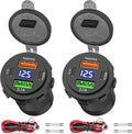2 Pack 12V USB Outlet 4 Ports Dual USB C PD and Dual Quick Charge 3.0 Car USB Port 12 Volt Car Charger Socket with Voltmeter for Car Boat Marine RV Truck Motorcycle