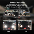 KBD Car OEM Rear View Mirror Dash Cam with SD, 2K Front and 1080P Rear 9.66'' with Back Up Camera, Touch Screen, Superior Night Vision, G-Sensor, Parking and Reversing Assistance