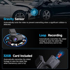 Dash Cam Front and Rear, 2.5K Dual Dash Camera for Cars, Car Camera with 3.16" IPS Screen, 170° Wide Angle, WDR Night Vision, G-Sensor, 24H Parking Monitor, 32GB Card Included, Support 256 GB Max