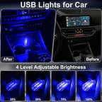 2 PCS Car USB Lights, Plug-in Retro Car Atmosphere Lamp with Touch Dimmable, Portable Mini Glass Bottle LED Bulb Night Lights for Vehicle Bedroom Hallway Camping Holiday Decoration (Blue)