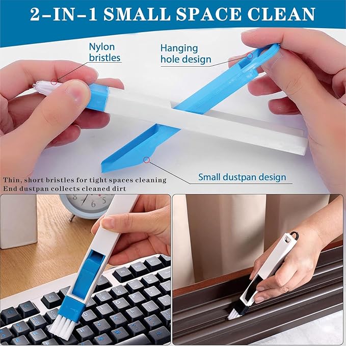 Window Groove Cleaning Brush, Window or Sliding Door Track Cleaner for Sliding Door, Sill, Tile Lines, Shutter, Car Vents, Keyboard (14Piece)