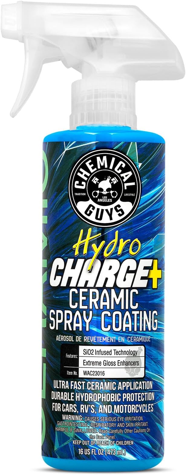 Chemical Guys WAC23016 HydroCharge High-Gloss Hydrophobic SI02 Ceramic Spray Coating (Works on Car, Truck, SUV, RV, Boat and Motorcycle Paint), 16 fl. oz, Blue