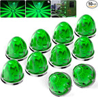 BJZ 10Pcs Green Watermelon LED Strobe+Constant Marker Lights Dual Function Watermelon-Shaped Side Marker Clearance Tail Top Cap Roof Lights for Trailer Truck Semi-Trailer Heavy-Duty Truck Bus Van