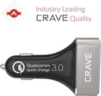 Crave CarHub 54W 4 Port USB Car Charger, Qualcomm Quick Charge 3.0 - Black