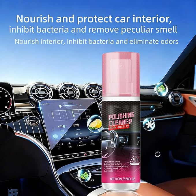 Car Interior Detailer Spray, Polishing Cleaner and Protectant – 2026 New Formula for Dashboard, Seats, Leather & Plastic, No Residue, Unscented, 100ml (3.38 fl oz)
