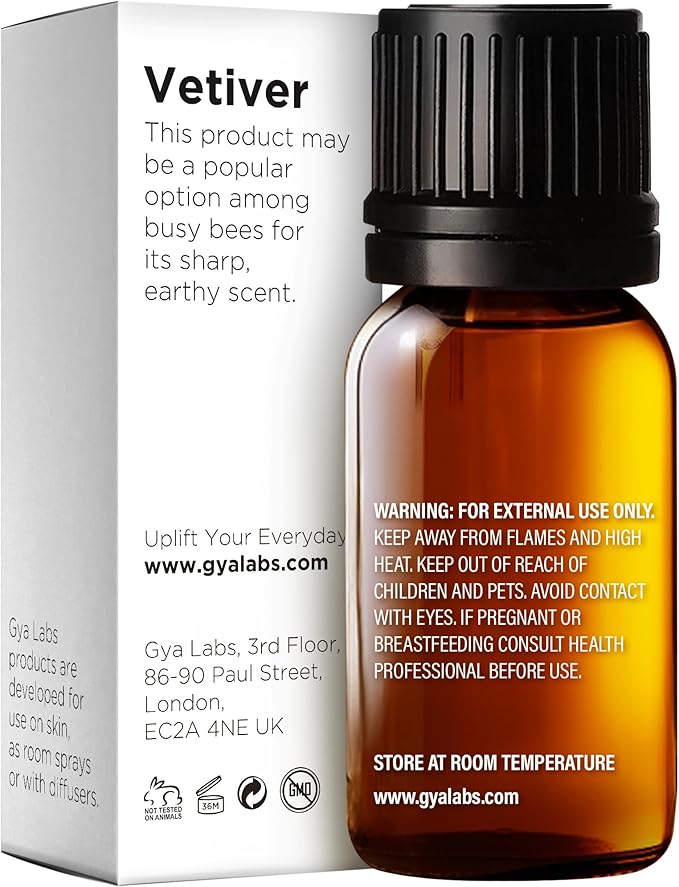 100% Pure Vetiver Essential Oil - 0.34 Fl Oz - Vetiver Oil for Hair, Skin, Diffuser, Aromatherapy & DIY Candle Making Scent