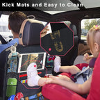 Ecurfu Backseat Car Organizer with 10 Compartments, 10 Inch Tablet Holder, Waterproof Storage Bag for Kids Cars - 600D Oxford Fabric, Black (1PC)