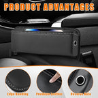 Ziciner Car Seat Gap Organizer, Premium Leather Auto Seat Storage Box, Vehicle Adjustable Front Seat Gap Filler, Car Seat Side Pocket Organizer for Phones, Glasses, Keys, Money, Cards (Black)