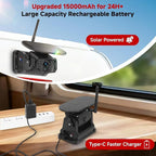 Dual Wireless Magnetic Backup Camera for Trailer - 7” 1080P HD 4CH Monitor with Solar 15000mAh Rechargeable Night Vision Rear Camera, DVR Loop Recording Waterproof No Delay for Truck,RV,Camper