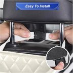 ZIMISI Car Back Seat Organizer, Waterproof Leather Automotive Backseat Hanging Bag with Cup Holders, Large Capacity Car Trash Can, Vehicle Travel Accessories for Most Vehicles (2PCS/Beige)