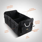 Armor All Car Trunk Organizer, Collapsible Multi-Compartment Car Organizers with Strong Aluminum Handles Foldable and Waterproof, Suitable for Any Car, SUV, Mini-Van, Black