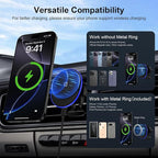 15W MagSafe Car Mount Charger Samsung Android Wireless Car Charger for Samsung Galax S26 Ultra/Z Fold Flip 7/S25 Ultra/S24 FE/S23,Magnetic Air Vent Phone Holder Fast Charging for iPhone 17e,Pixel 10A