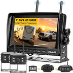 Wireless Backup Camera - Rv Backup Camera with HD 7" Monitor - Dual Back Up Camera Systems for Truck - IP69 Waterproof Rv Camera with DVR, Night Vision for Rv, Truck, Trailer and Camper
