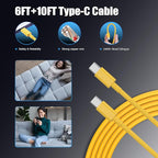 Essri Type C Charger Fast Charging for Samsung Galaxy S25/S24/S23/S22/Note 20,4Pack 25W Super USB C Fast Charger Block with (6ft+10ft) x2 Cables for iPhone 15/16 Pro Max/Plus, Android Phones-Yellow
