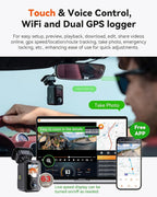 Vantrue E360 Plus All Channel Dash Cam, 585°, Dual STARVIS 2, Fisheye Front + Fisheye Inside + Rear Dash Camera, Dual IR Night Vision, GPS, WiFi, Touchscreen, Parking Mode, Voice Control, Support 1TB