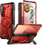 SUPCASE for Samsung Galaxy Z Fold 7 Case with Kickstand (UB Grip), [Compatible with MagSafe] [Built-in Tempered Glass Screen Protector] [Hinge Coverage] Military-Grade Protection Phone Case (Ruddy)