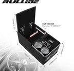 RULLINE Center Console Armrest Organizer with Wireless Charging & Cup Holders, LED Bench Seat Center Console for Car Minivan Truck SUV, Van - Universal Fit Storage Box, Center Console Armrest