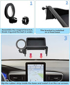 Car Phone Holder for 2019 2020 2021 2022 2023 2024 Ford Explorer Accessories Apply to 10.1 in Screen Fixed Clip Magnetic Cell Phone Mount 360 Degree Rotation with Dashboard Storage Tray