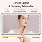 Car Sun Visor Vanity Mirror, 3 Light Modes & 60 LEDs, Rechargeable Dimmable Touch Screen Travel Makeup Mirror,Universal for Truck SUV-Car Accessories Essentials for Women（White）