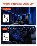 VEVOR Starlight Headliner Kit, 150 pcs 0.03 in 6.5 ft, 16W Fiber Optic Star Ceiling Lights for Car, Bluetooth APP, Remote Control, Sound Activated, RGBW Light Engine, for Home Bed Room Decoration