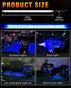 Qasim LED Strip Lights Car Boat Truck Interior Exterior Lighting, Waterproof Auto Front Grill Ambient Lighting, Golf Cart Motorcycles Underglow LED Light Blue 32CM 12V-Pack of 6