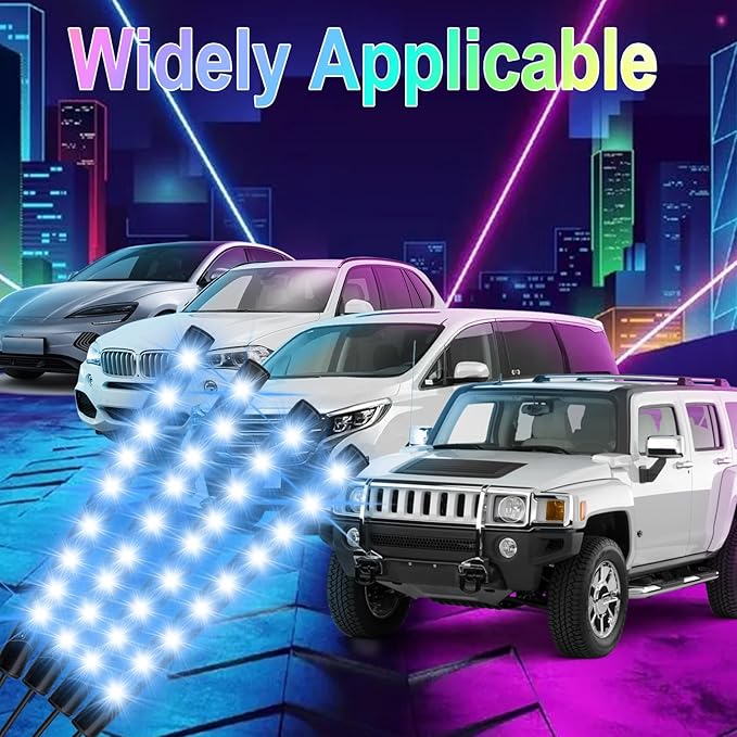 BFXM Car Interior Lights, 5V LED Strip Lights with USB Adapter, Ambient Lighting Car Accessories, App & Remote Control Music Sync Color Change Lights for Truck Car Decor (36LED Beads) -2 Set