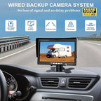 Kairiyard Truck RV Backup Camera with 7 Inch Monitor, AHD 1080P DIY Guide Lines No Delays Waterproof Wired Reverse Rear View Camera System for Car Trailer Camper