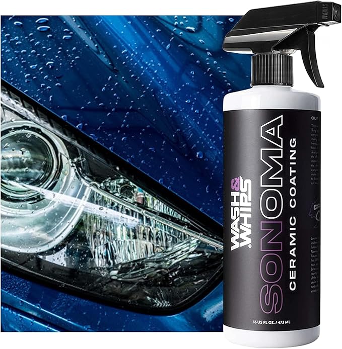 WASH&WHIPS Sonoma Ceramic Finishing Spray 9H: Easy to Use, No Cure Time, After Car Wash - Shields from Sun & Stains, Hydrophobic For Cars, RVs, & Bikes - Gallon