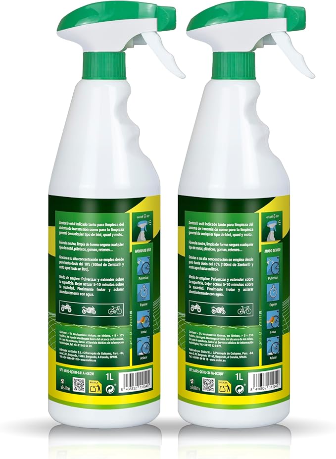Sisbrill Zentox Neutral Motorcycle Degreaser & Cleaner – Chain, Chassis & Engine Waterless Concentrate – Pack of 2 (33 fl oz each)