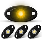 4Pods LED Rock Lights Amber Yellow LED Neon Underglow Light for Car Truck ATV UTV SUV Boat Underbody Glow Trail Rig Lamp