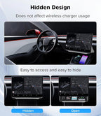Hidden Under Screen Storage Box for 2016-2026 Tesla Model 3/Y & Model 3 Highland with Silicone Anti-Slip Mat Easy Install Hidden Design Center Console Organizer Tray