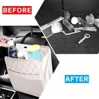 Car Seat Organizer Backseat with Storage Pockets, PU Leather Vehicle Backseat Hanging Storage Pocket, Multipurpose Automotive Travel Essentials Accessories, Universal for Most Cars (Beige)