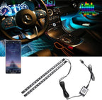 Smart USB Interior Car LED Strip Light with App Control, RGB Neon Atmosphere Lights, USB 5V Ambient Night Light Decorative Lamp, Multi Color Strip Light for Cars with Music and DIY Mode (RGB 36LEDs)