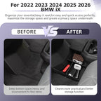 LUWU 2025 2026 B MW iX Lower Center Console Organizer for 2022-2026 iX xDrive45 xDrive60 M70 Accessories Armrest Console Storage Box Armrest Organizer Insert Tray Glove Organizer Tray TPE Material